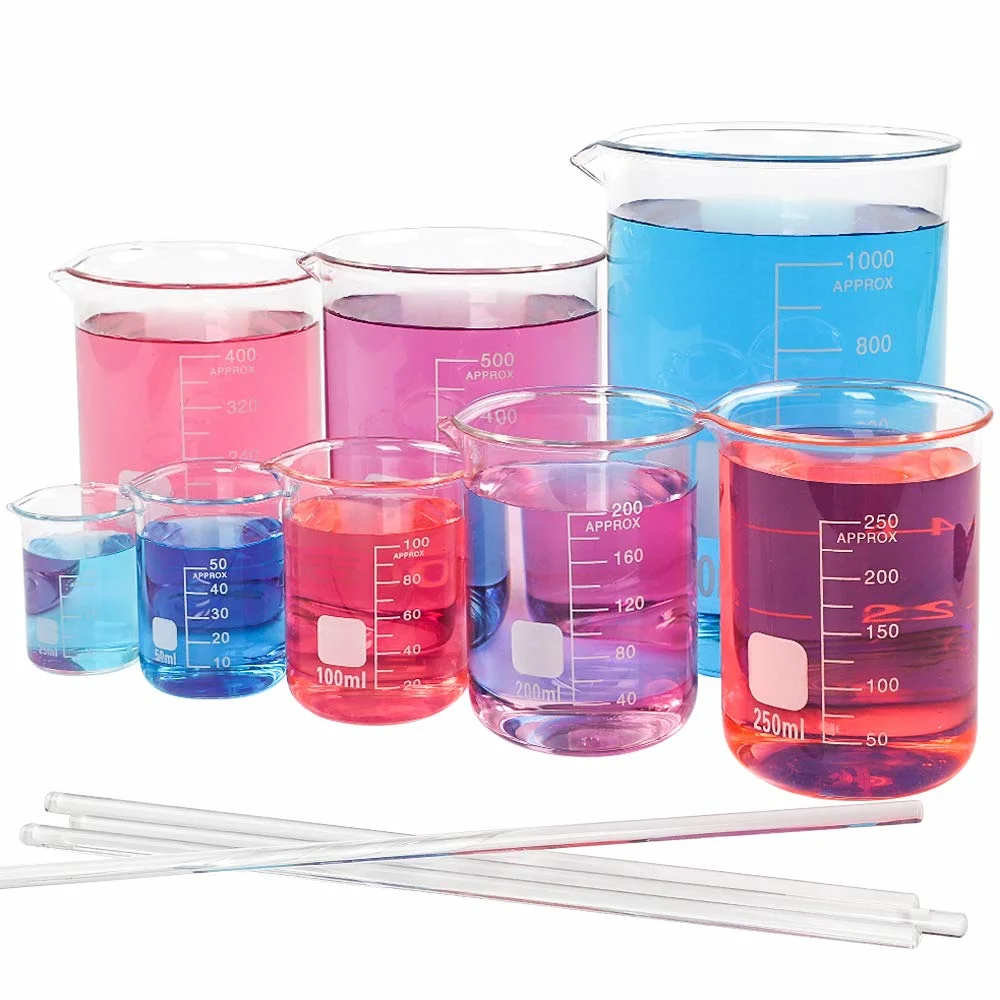 Glassware Borosilicate Graduated Measuring Low Form Glass Beaker 10ml 50ml 100ml 250ml for Laboratories