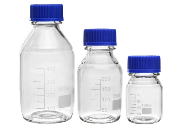 Glass Reagent Bottle W Cap Autoclavable Graduation 80ml Boro 3.3 Labware