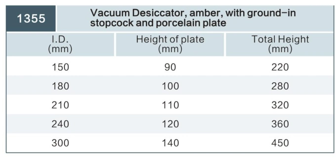 Lab Amber Vacuum Desiccator with Ground-in Stopcock and Porcelain Plate