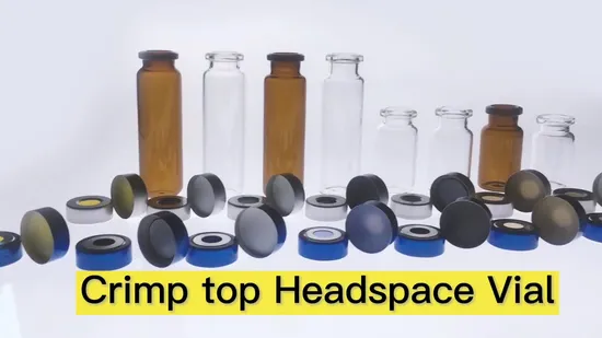 ND20 6ml Amber Borosili3.3 Glass Crimp Headspace Vial with Aluminum Cap PTFE Silicone Septa 