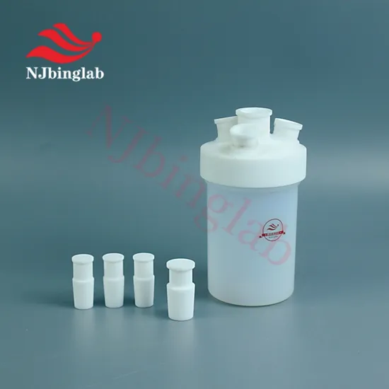 1L PFA Flat Bottom Flask with Four Necks and PTFE Cover to Withstand Acidic Liquid Corrosion 